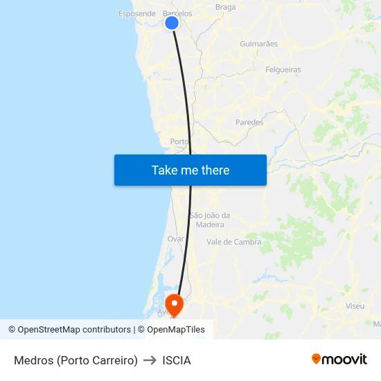 Medros (Porto Carreiro) to ISCIA map