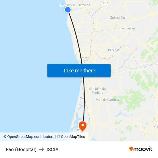 Fão (Hospital) to ISCIA map