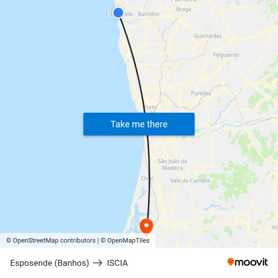 Esposende (Banhos) to ISCIA map