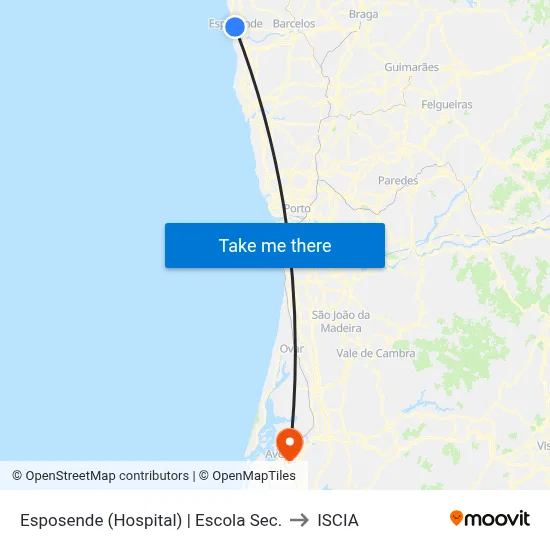 Esposende (Hospital) | Escola Sec. to ISCIA map