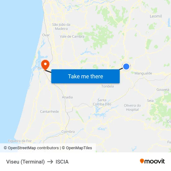 Viseu (Terminal) to ISCIA map