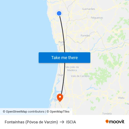 Fontaínhas (Póvoa de Varzim) to ISCIA map
