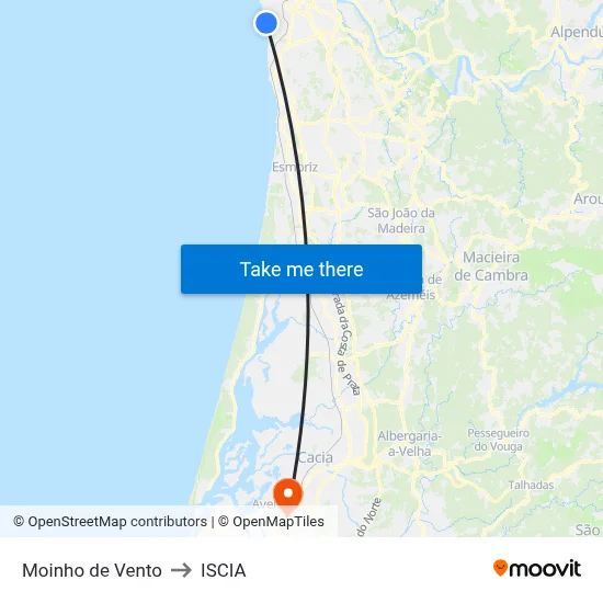 Moinho de Vento to ISCIA map