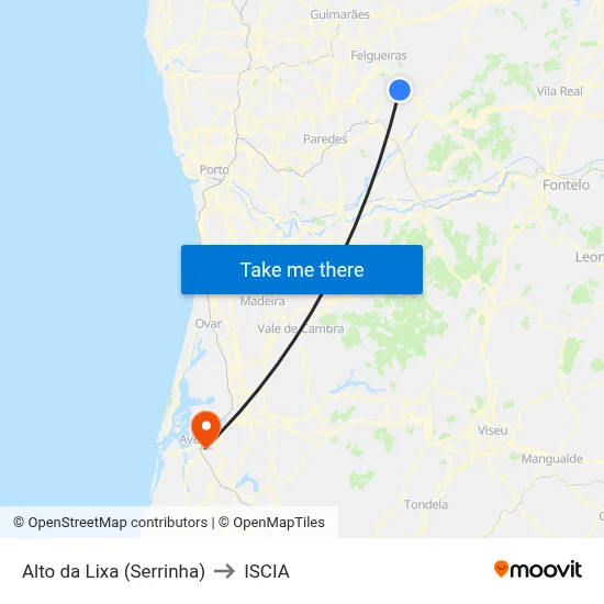 Alto da Lixa (Serrinha) to ISCIA map