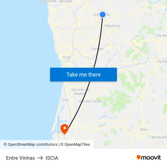 Entre Vinhas to ISCIA map
