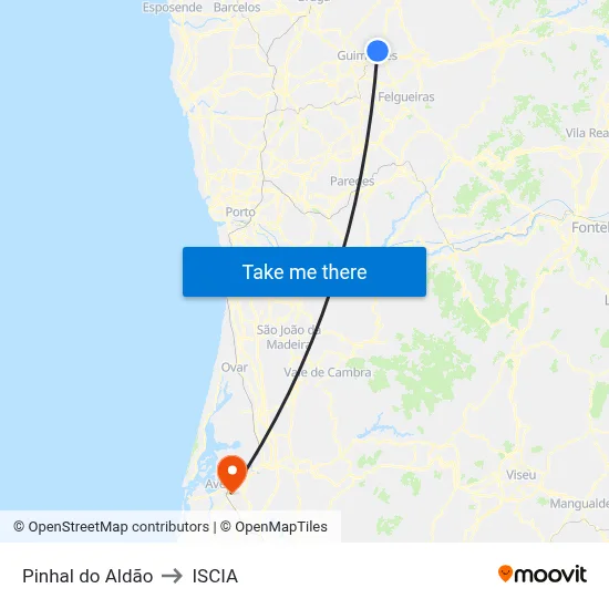 Pinhal do Aldão to ISCIA map