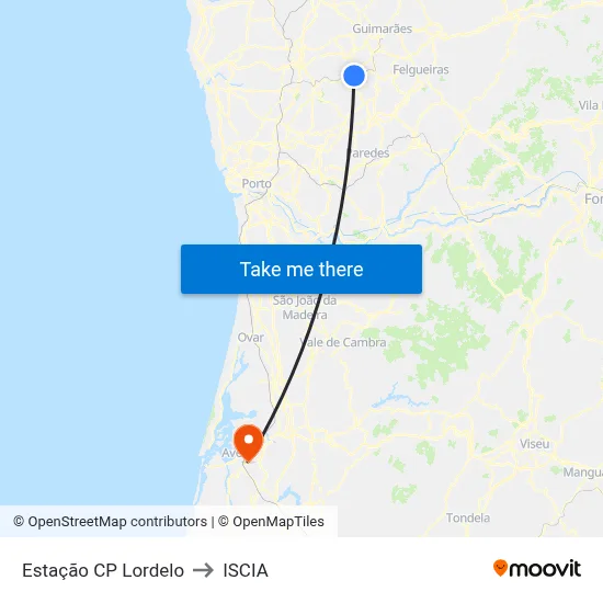 Estação CP Lordelo to ISCIA map