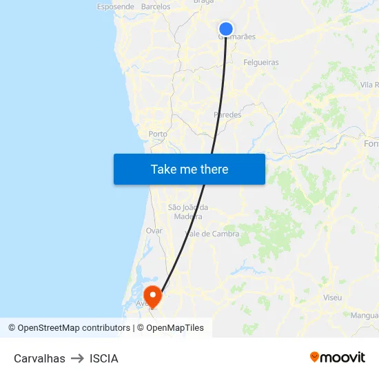 Carvalhas to ISCIA map