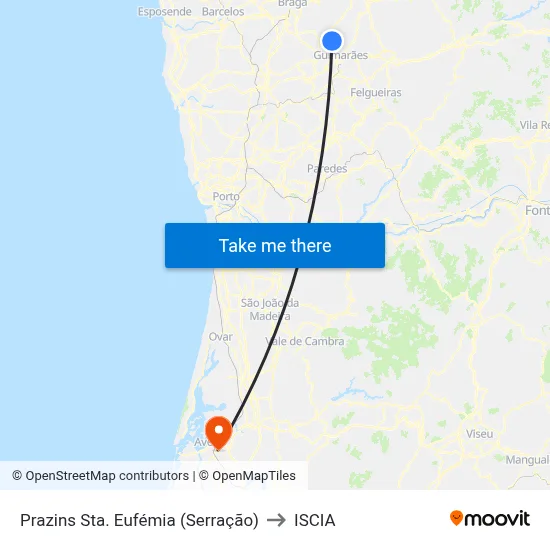 Prazins Sta. Eufémia (Serração) to ISCIA map