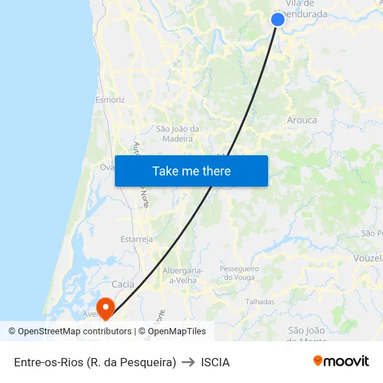 Entre-os-Rios (R. da Pesqueira) to ISCIA map
