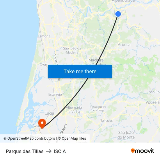 Parque das Tílias to ISCIA map