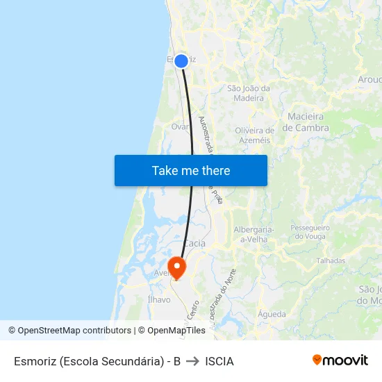 Esmoriz (Escola Secundária) - B to ISCIA map