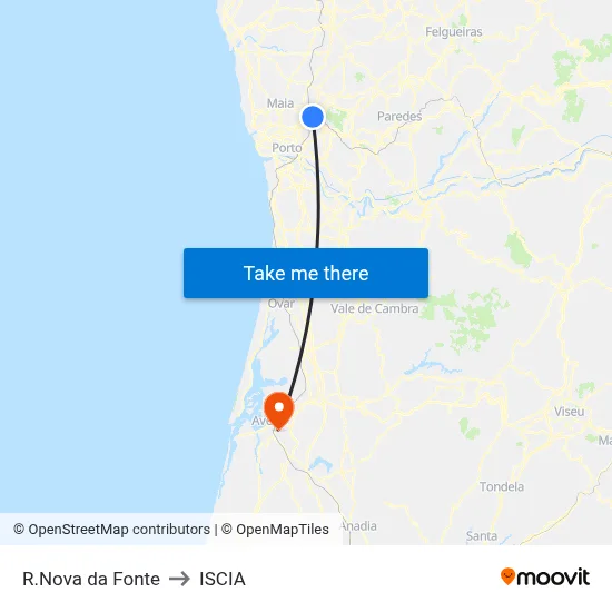 R.Nova da Fonte to ISCIA map