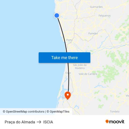Praça do Almada to ISCIA map