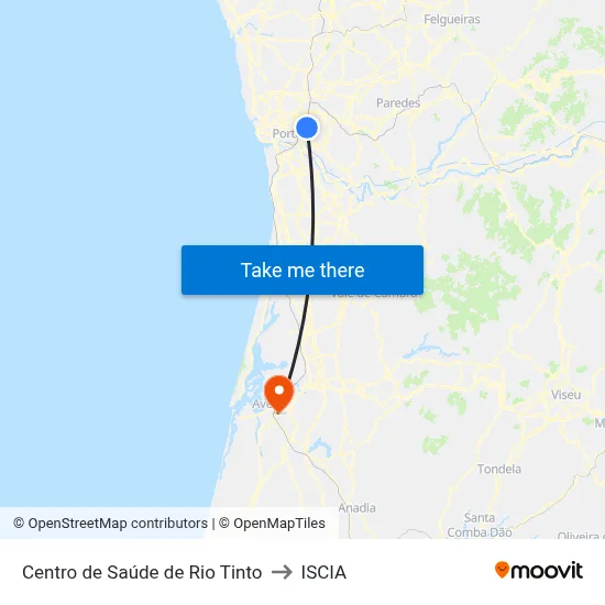 Centro de Saúde de Rio Tinto to ISCIA map