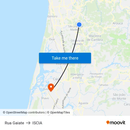 Rua Gaiate to ISCIA map