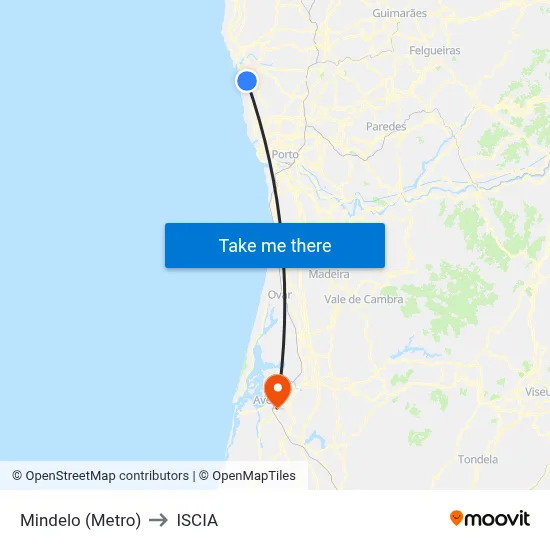 Mindelo (Metro) to ISCIA map