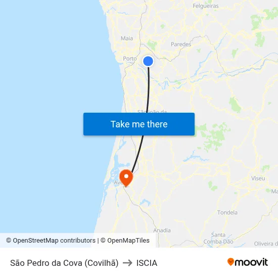 São Pedro da Cova (Covilhã) to ISCIA map