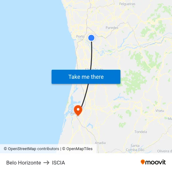 Belo Horizonte to ISCIA map