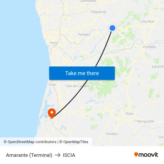 Amarante (Terminal) to ISCIA map