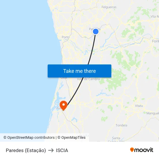 Paredes (Estação) to ISCIA map