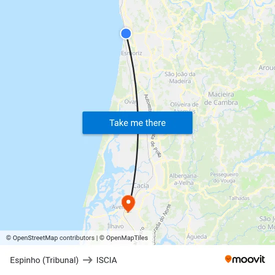 Espinho (Tribunal) to ISCIA map
