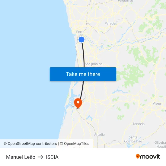 Manuel Leão to ISCIA map
