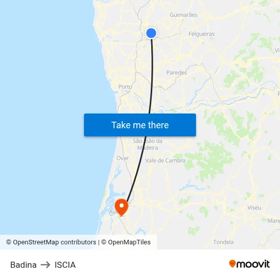Badina to ISCIA map