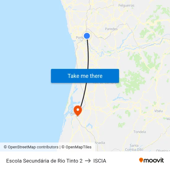 Escola Secundária de Rio Tinto 2 to ISCIA map
