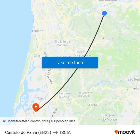 Castelo de Paiva (EB23) to ISCIA map