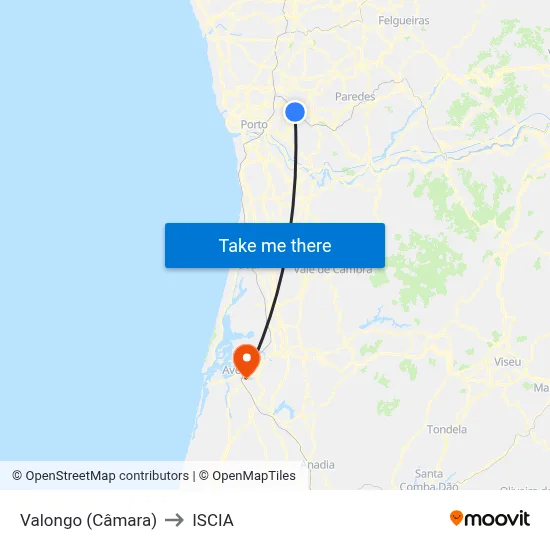 Valongo (Câmara) to ISCIA map