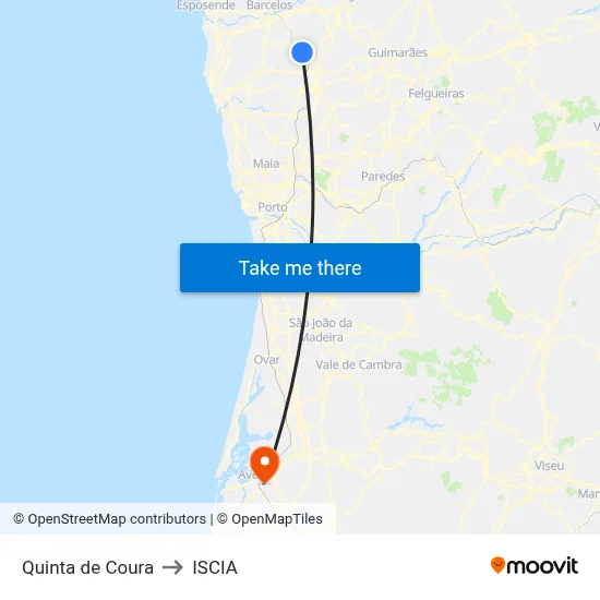 Quinta de Coura to ISCIA map