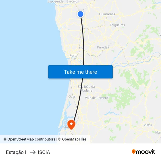 Estação II to ISCIA map
