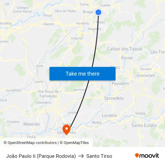 João Paulo Ii (Parque Rodovia) to Santo Tirso map