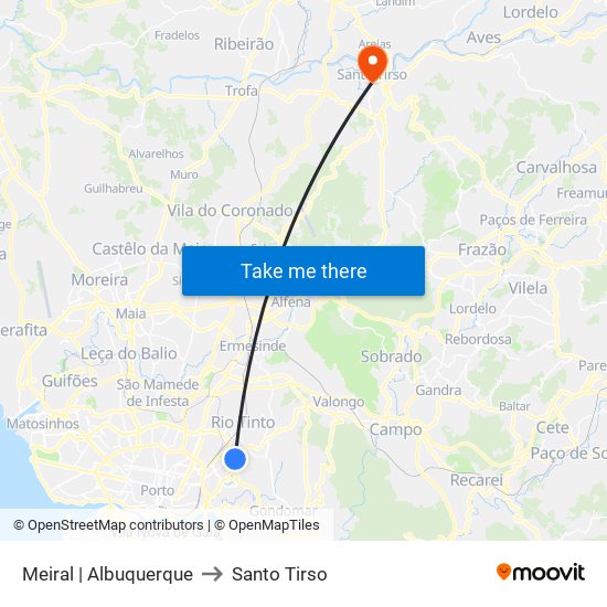 Meiral | Albuquerque to Santo Tirso map