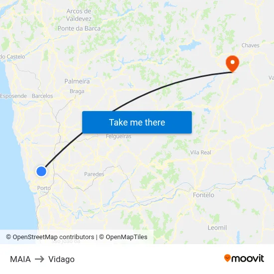 MAIA to Vidago map