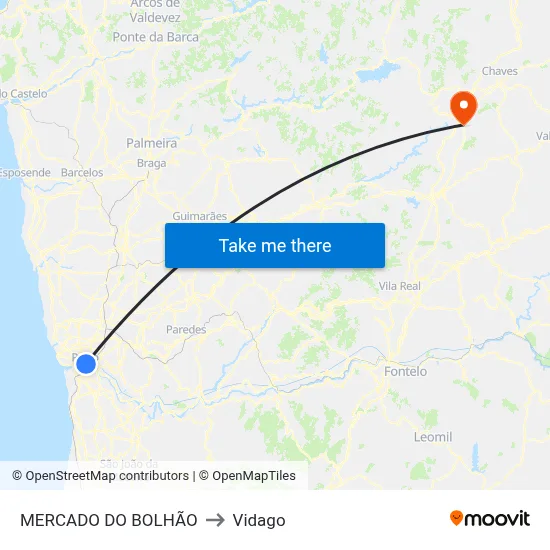 MERCADO DO BOLHÃO to Vidago map