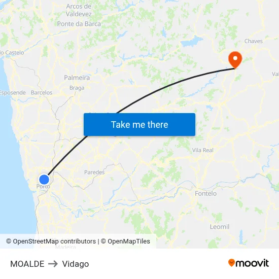 MOALDE to Vidago map