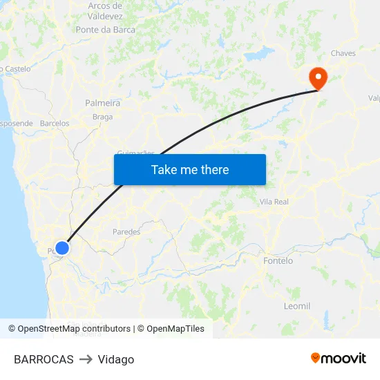 BARROCAS to Vidago map