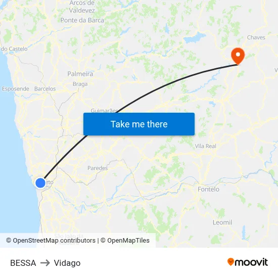 BESSA to Vidago map