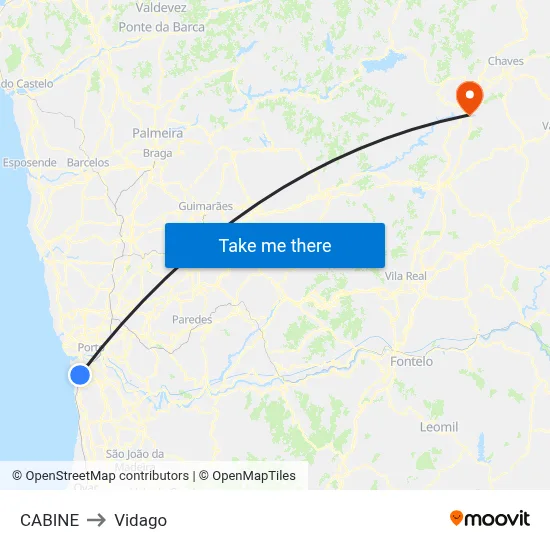 CABINE to Vidago map
