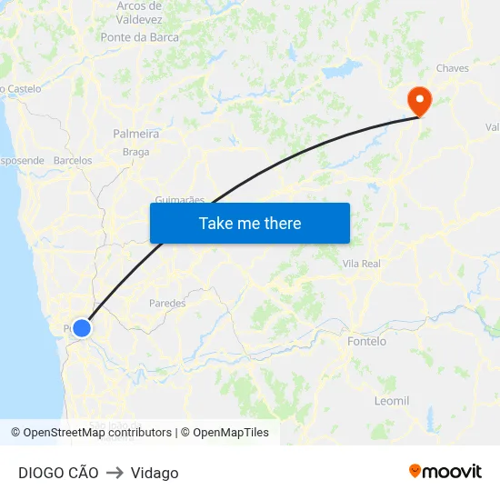 DIOGO CÃO to Vidago map