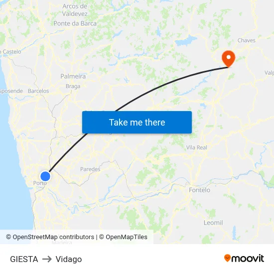 GIESTA to Vidago map