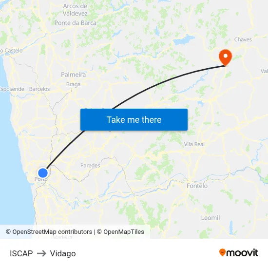 ISCAP to Vidago map