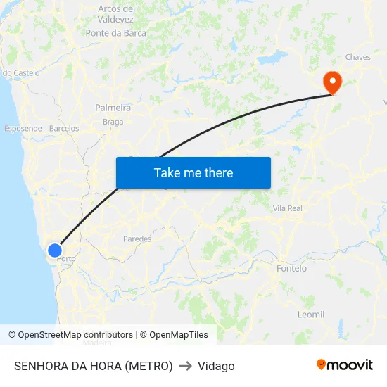 SENHORA DA HORA (METRO) to Vidago map