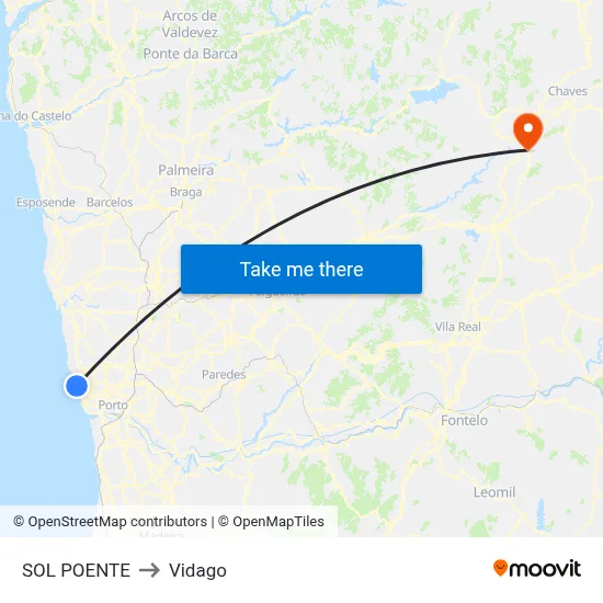 SOL POENTE to Vidago map