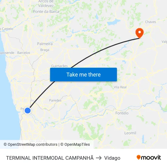 TERMINAL INTERMODAL CAMPANHÃ to Vidago map