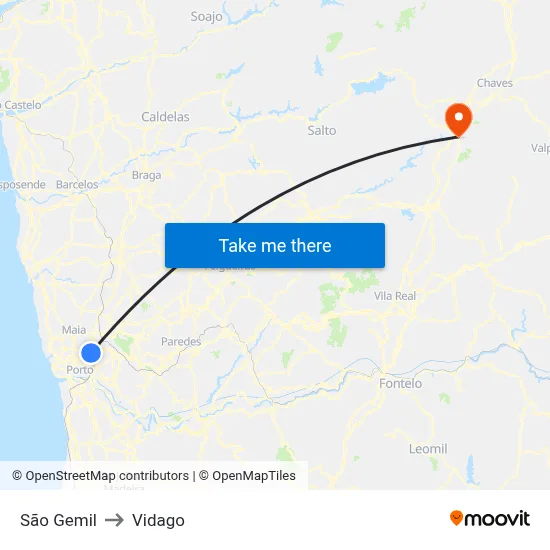 São Gemil to Vidago map