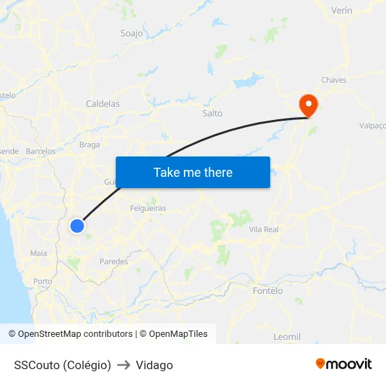 SSCouto (Colégio) to Vidago map