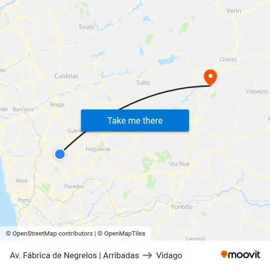 Av. Fábrica de Negrelos | Arribadas to Vidago map